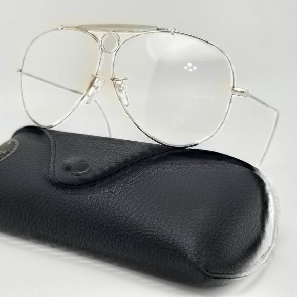 *SOLD*Tasco 1135P Shooter Gold Frame Clear Glass Lens Aviator Sunglasses w/ Case - Picture 2 of 15